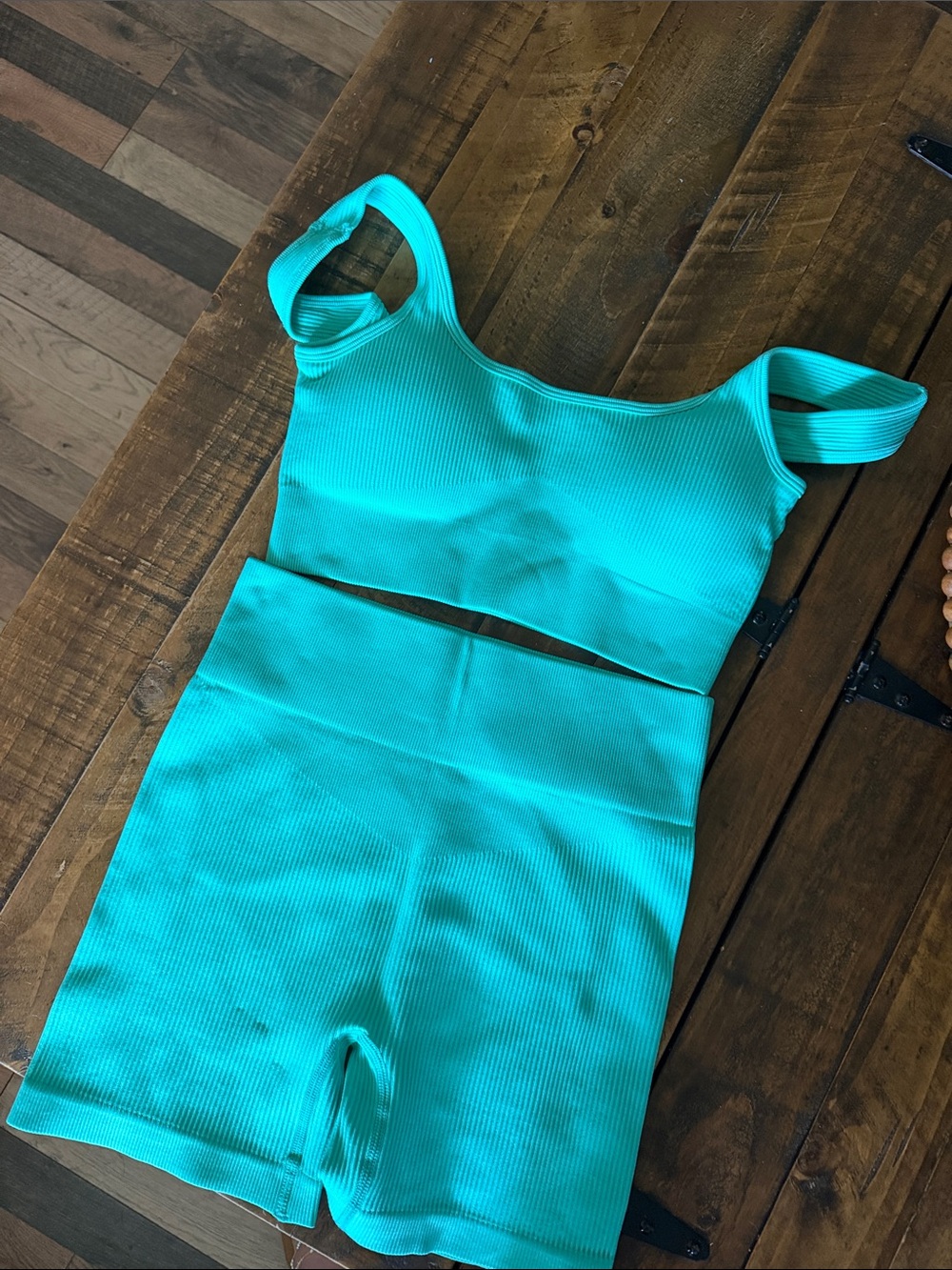 Kids Ribbed Sleeveless One-Piece Romper in Teal